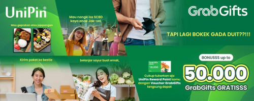 TUKAR 1 DAPAT 2 - Gass Tukar UniPin Reward Points dengan Voucher GrabGifts & Dapatkan GRATIS BONUSSS hingga 50.000 Voucher GrabGifts